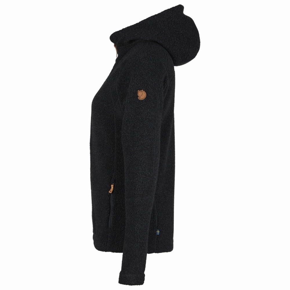 Fjallraven Kaitum Fleece Gray Wool Blend Full Zip Hooded Jacket Women's Sz XS‎